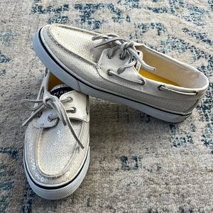 Sperry off white loafer with sequins
